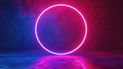 Poster - Neon circle, vibrant colors,  empty space