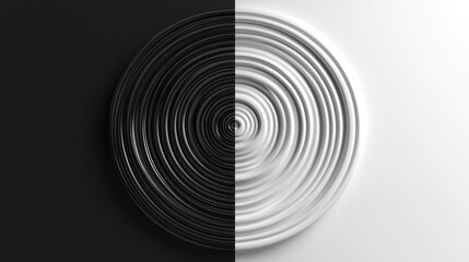 Poster - Abstract concentric circles, black and white