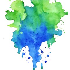 Poster - Abstract Blue And Green Watercolor Wash Painting