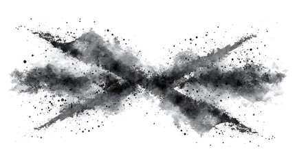 Poster - Abstract Grayscale Ink Splatter Cross Composition