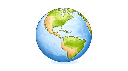 Poster - Pixel Art Globe Earth Illustration in Green, Brown, and Blue