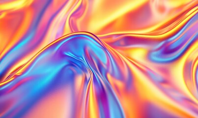 Aufkleber - Iridescent fabric folds, abstract background, colorful texture, design element