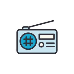 Poster - Radio colored icons, minimalist vector illustration ,simple transparent graphic element .Isolated on white background