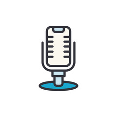 Poster - Podcast mic colored icons, minimalist vector illustration ,simple transparent graphic element .Isolated on white background