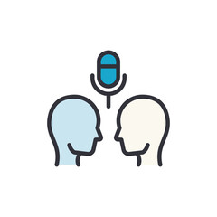 Poster - Podcast colored icons, minimalist vector illustration ,simple transparent graphic element .Isolated on white background