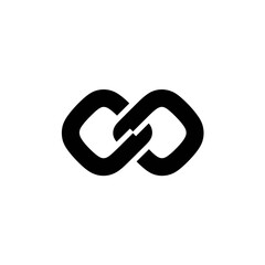 Poster - Abstract black interconnected square chain link logo design on white background, concept for branding, connection, teamwork, and partnership