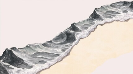 Canvas Print - Abstract Coastal Waves on Sandy Beach with Subtle Color Tones
