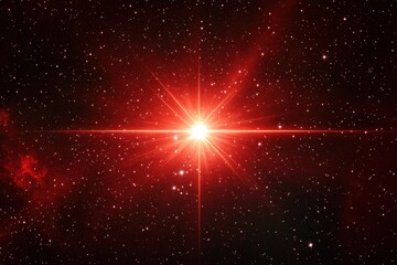 Wall Mural - Space Red. Bright Red Nebula in Night Sky with Stars and Galaxy