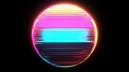 Poster - Colorful, vibrant,  retro-styled,  geometric,  digital  oval
