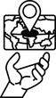 © toonsteb - hand is holding a map of the world with a dot on it