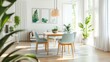 © Umid - Interior of light dining room with table, chairs and sofa