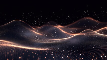 Poster - Abstract digital landscape with shimmering particles