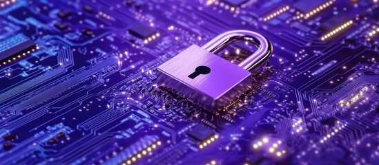 Poster - the digital fortress a gleaming padlock amidst intricate circuit patterns embodying secure network and data protection symbolizing robust cybersecurity measures and information safety