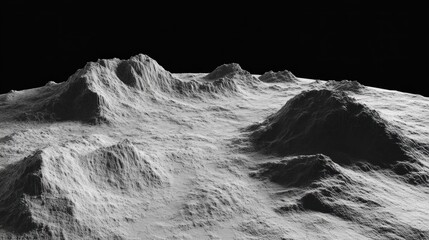 Lunar landscape showcasing mountainous terrain.