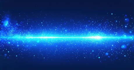 Aufkleber - Bright blue light streaks across dark background. Numerous tiny sparkles create cosmic effect. Intense glow dominates center.