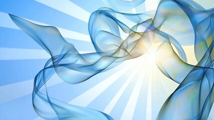 Poster - Abstract monochromatic blue scene with gradient hues and relaxing visual flow