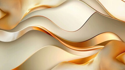 Poster - Elegant white and gold gradient background with soft curves and minimal abstract flow