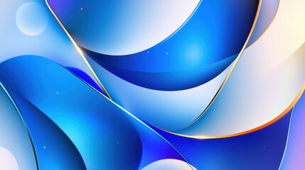 Poster - Simple wave pattern with blue gradients over white space, abstract background design
