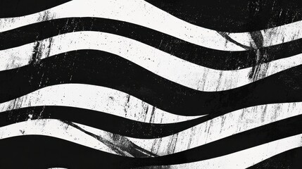 Poster - Textured black and white grunge abstract pattern, distressed and expressive style