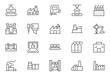 © Iconiflow - Factory and Machine Icon set. A Versatile Set for Industrial Design, Production Workflows, Machinery, Factory Management. Outline icon set