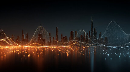 Poster - Digital Cityscape Abstract Lines,  that can be used to analyze financial statements 