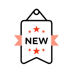 Poster - New hanging tag icon with stars and red accents