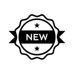 Poster - New product badge icon with black ribbon in round style