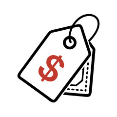 Poster - Price tag icon with dollar sign in minimal black outline style