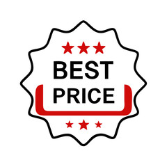 Poster - Best price badge icon in red and black with stars
