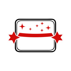 Poster - Sparkle banner icon with red stars in flat black outline