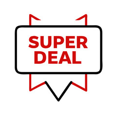 Poster - Super deal badge icon with bold red text in outline style