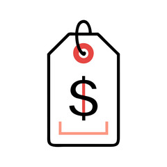 Poster - Price tag icon with dollar sign in minimal outline style