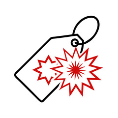 Poster - Price tag with red burst icon in outline style