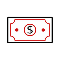 Poster - Red dollar banknote icon in minimal flat style