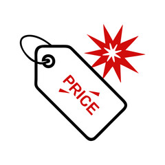 Poster - Price tag with red starburst and sale label in outline style
