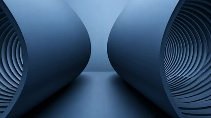 Poster - Abstract blue cylindrical structures, interior design, futuristic background, architectural visualization