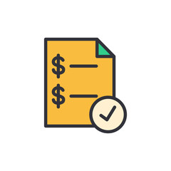 Poster - Money receipt colored icons, minimalist vector illustration ,simple transparent graphic element .Isolated on white background