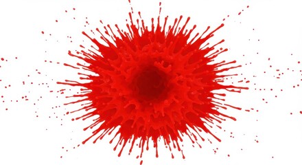Poster - A vibrant red paint explosion against a stark white background creating a dynamic visual effect