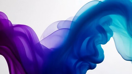 Poster - Abstract swirling blue purple smoke, white background, design element