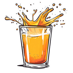 Poster - Energetic glass of orange juice with splash effect illustration isolated
