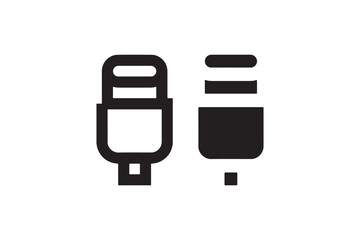 Poster - USB plug icon in outline and solid style Vector