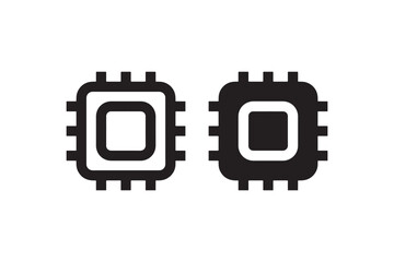 Poster - Microchip processor icon in outline and solid Vector