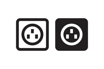 Poster - Three pin power socket icon in outline and solid Vector