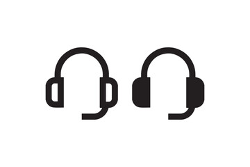 Poster - Headset with microphone icon in outline and solid Vector