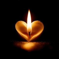 Poster - Heart-shaped candle with a soft glow perfectly illuminating the surroundings to create a romantic and cozy feel