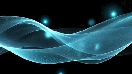 Poster - Abstract Blue Wave of Light Particles