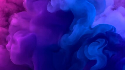 Poster - Abstract blue purple smoke swirls, dark background, design element