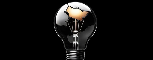 Poster - Explosion of lightbulb in electric high-speed burst concept. A close-up of a cracked light bulb showcasing creative design.
