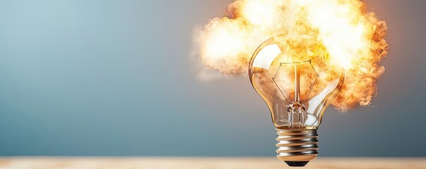 Aufkleber - Explosion of lightbulb in electric high-speed burst concept. An exploded light bulb symbolizing bright ideas and innovation.