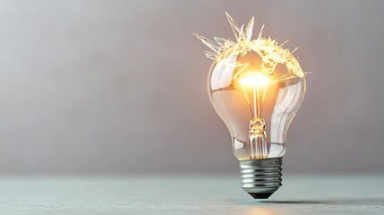 Aufkleber - Explosion of lightbulb showing filament and invention concept. Illuminated light bulb showcasing creativity and innovation.